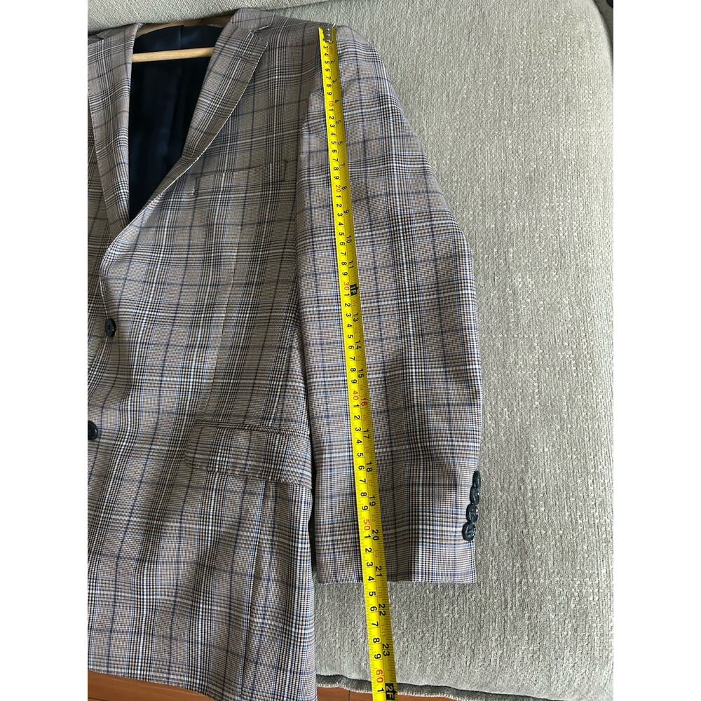 REDA Italy Mens 40 Blazer Sport Coat Brown Blue Plaid Wool Preppy - Picture 15 of 16